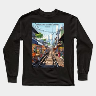 Maeklong Railway Market, Bangkok, Thailand, Travel Print, Travel Wall Art, Home Décor, Gift Art Long Sleeve T-Shirt